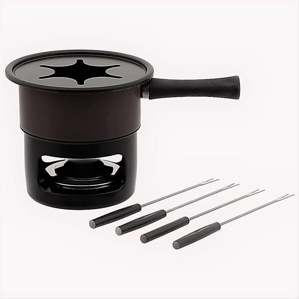 Aparelho para fondue Antiaderente Aspen Preto kit 8 peças
