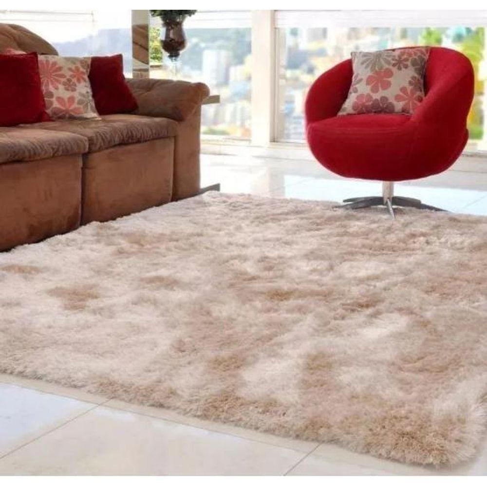 Tapete Felpudo Shaggy Luxo Marrom Claro Mesclado 2,00X2,50M