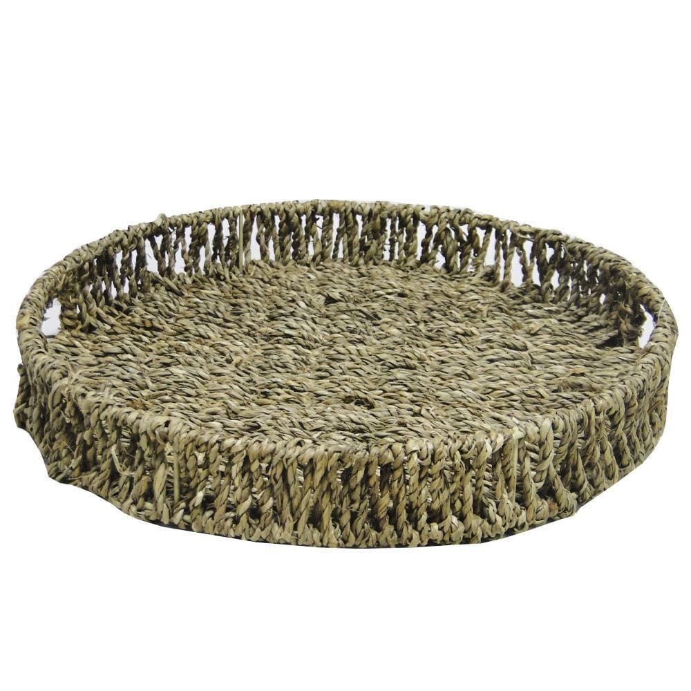 Bandeja De Palha Redonda Com Alca 34Cm
