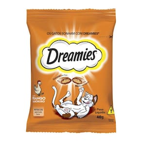 Petiscos para Gatos Dreamies Adultos Sabor Frango Saboroso com 40g