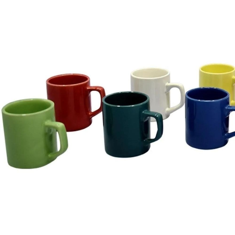 Kit De 6 Caneca Cafe Coloridas Ceramica 85Ml