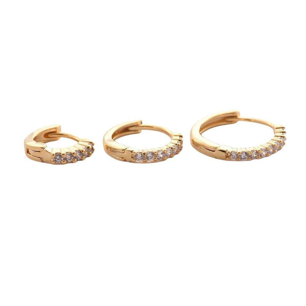 Brinco Trio De Argolinha Fino Folheado Em Ouro 18K