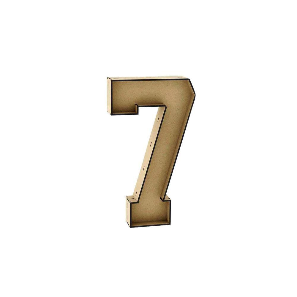 Número 7 Letra Caixa Grande Mdf 100Cm De Altura Decoração