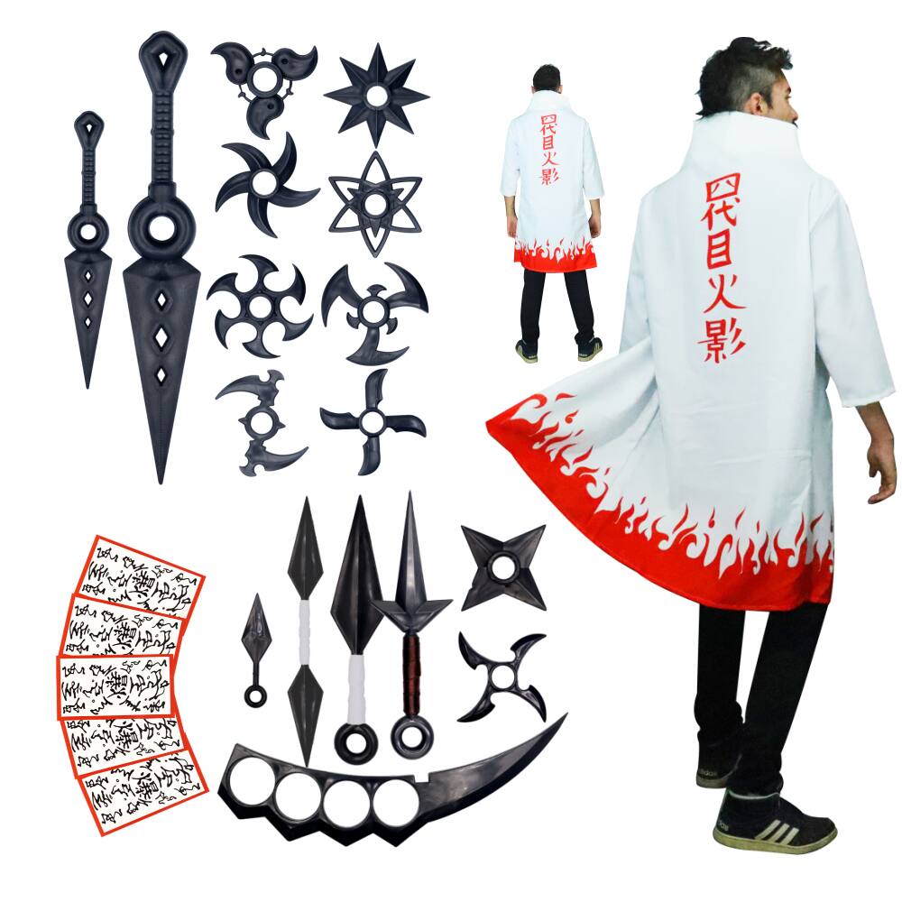 Combo Minato Manto Hokage + Kit Anime Naruto Completo Geek em