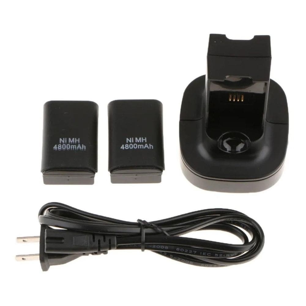 Carregador Duplo + 2 Baterias Xbox 360 Bivolt 4800Mah
