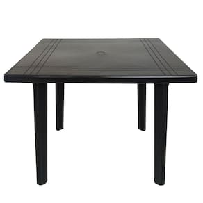 Mesa de Plástico Quadrada Preta Desmontável Arqplast