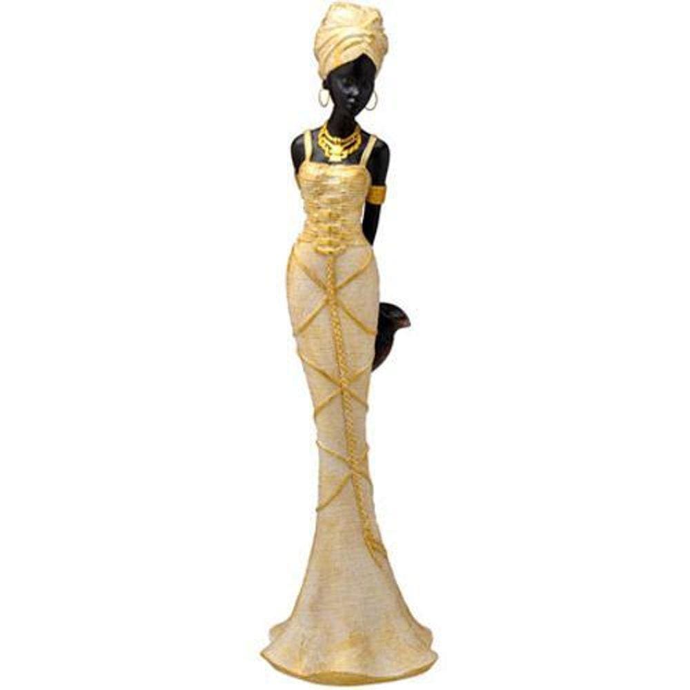 Escultura Em Resina Africana 12X46 Cm
