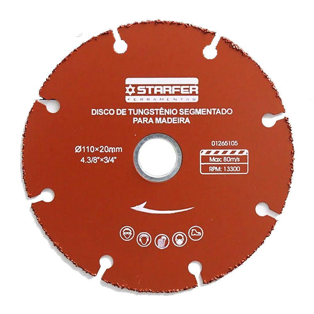 Disco de Tungstênio Segmentado para Madeira 110x20mm - Starfer