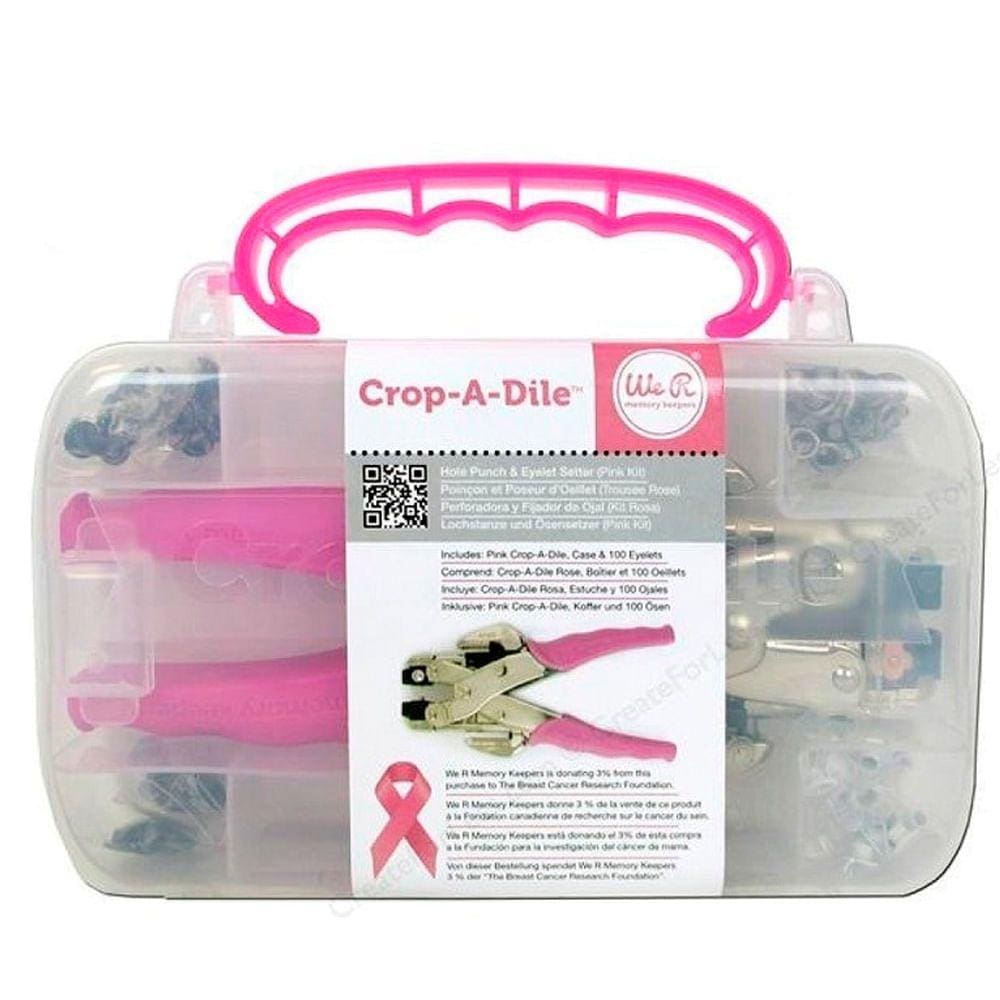 Aplicador de Ilhós Crop a Dile Pink com Estojo e 100 Ilhoses Wer Memory Keepers 70908-4