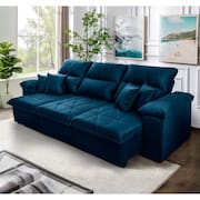 Sofá Retrátil Reclinável Trento 2,30m Suede Velut Azul c/ Molas no Assento - King House