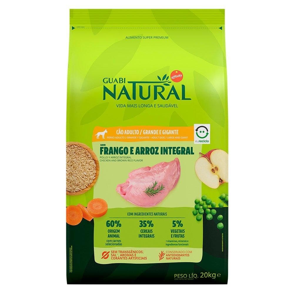 Ração Guabi Natural Frango e Arroz Integral para Cães Adultos Raças Grande e Gigante - 20 Kg