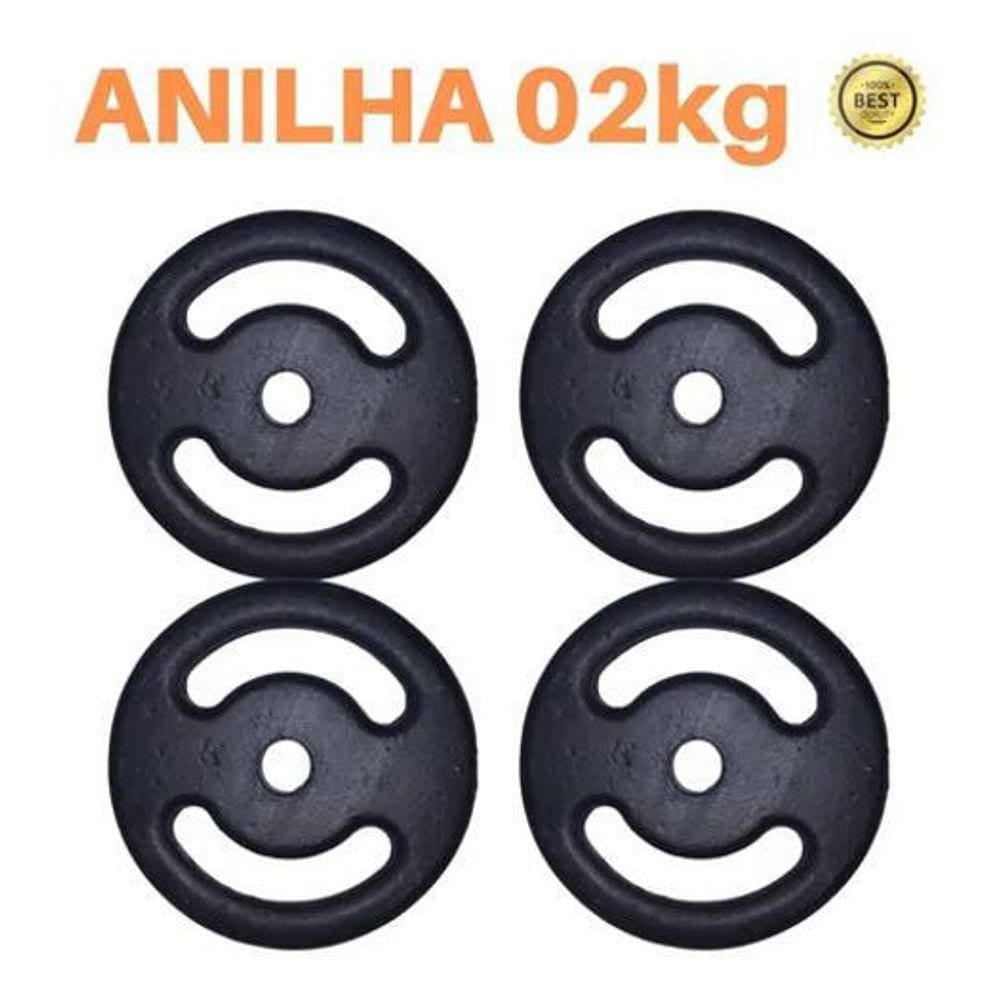 Kit 4 X Anilhas Super Premium De 2Kg Ferro Pintada