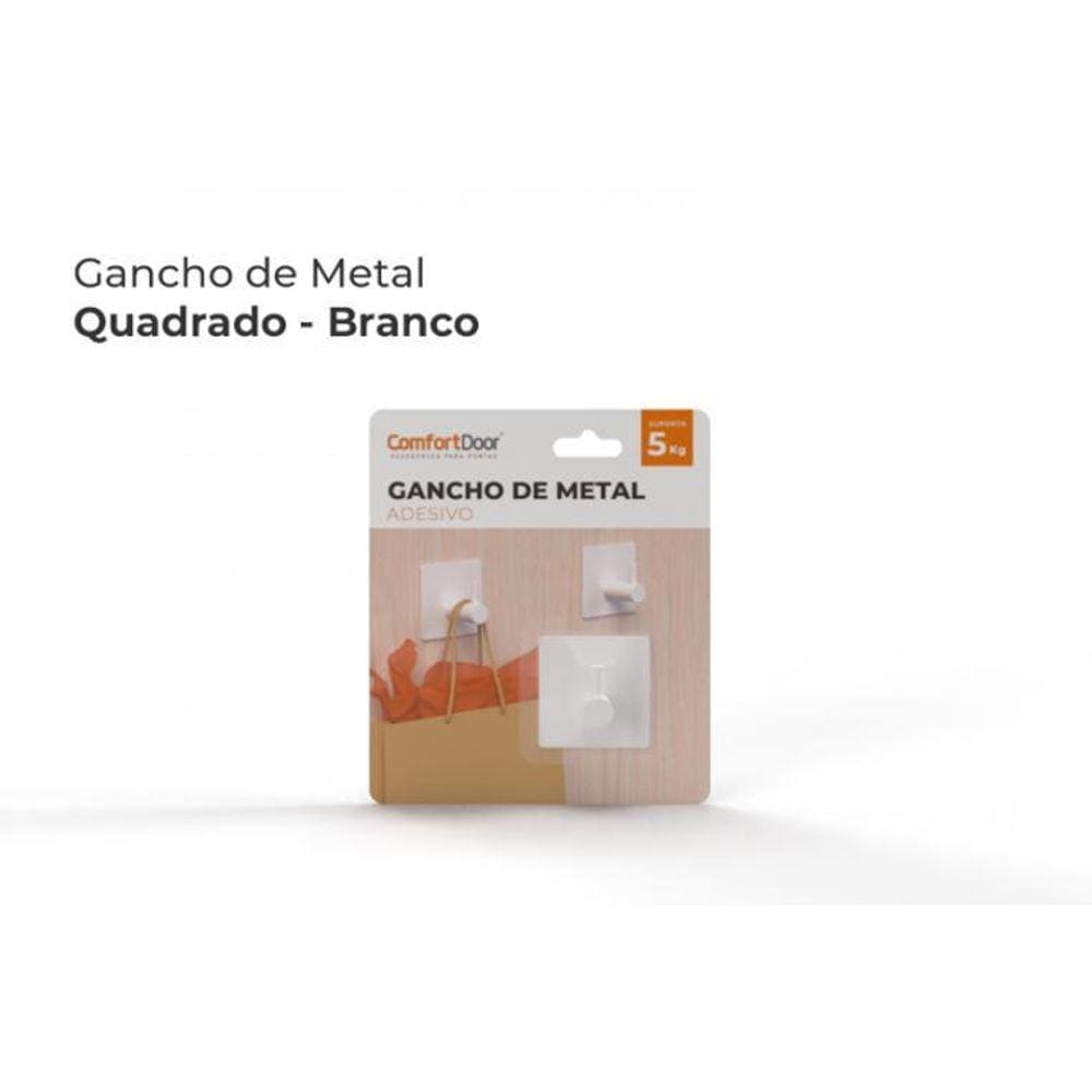 Gancho De Metal Adesivo Suporta 5Kg Comfortdoor Branco