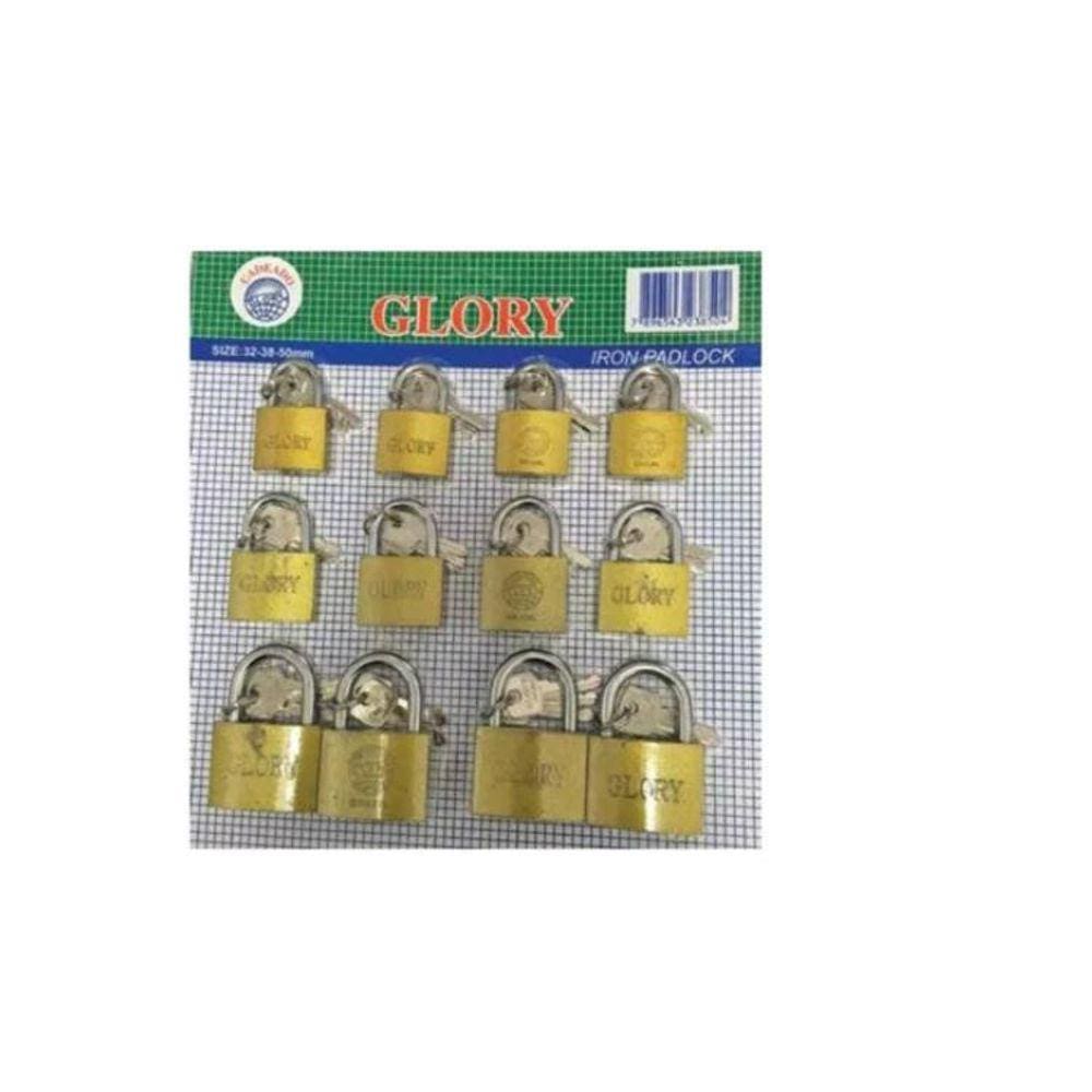 12 Peças Cadeado Pequeno 25/32 E 38Mm Cartela Cadeado Glory