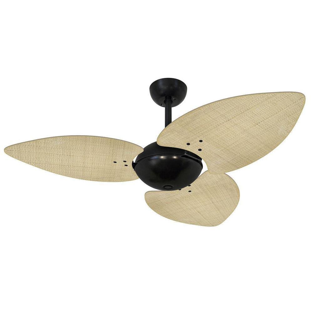Ventilador Teto Office Dunamis Preto 3P Rattan Natural 220V