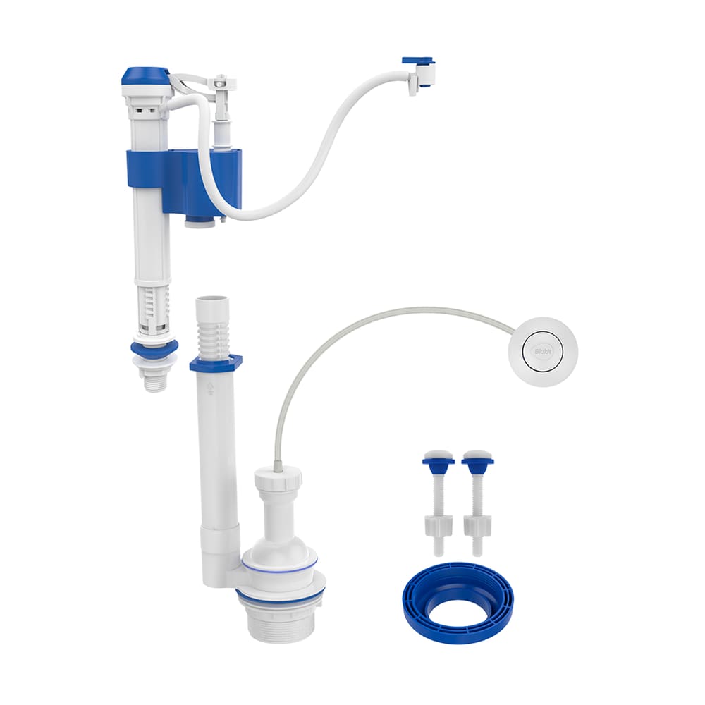 Kit Completo Blukit Caixa Acoplada Universal Com Botão Pneumático Branco
