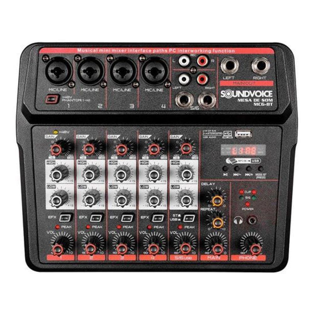 Mesa De Som Compacta Soundvoice Mc6 Bt