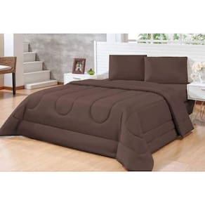 Edredom Casal Queen 3Pçs Cobertor Frio Quente Inverno Marrom