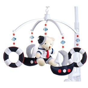 Móbile para berço musical e giratório Urso Marinheiro