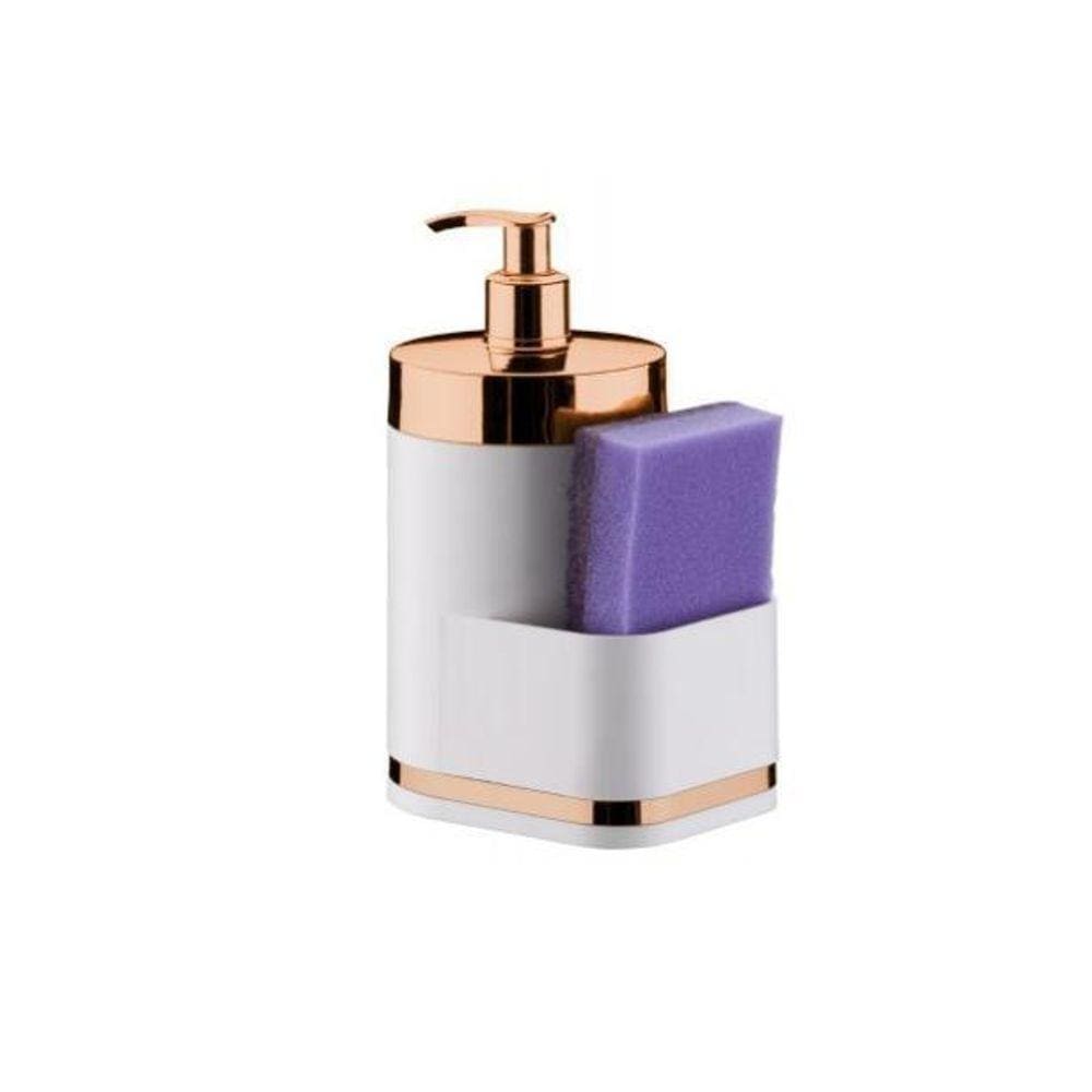 Porta Detergente E Bucha Branco Rose Gold Future
