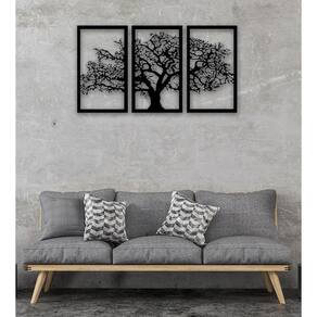 Conjunto Quadros Decorativos 3 Peças 25x25 Xadrez - Moldura Preta