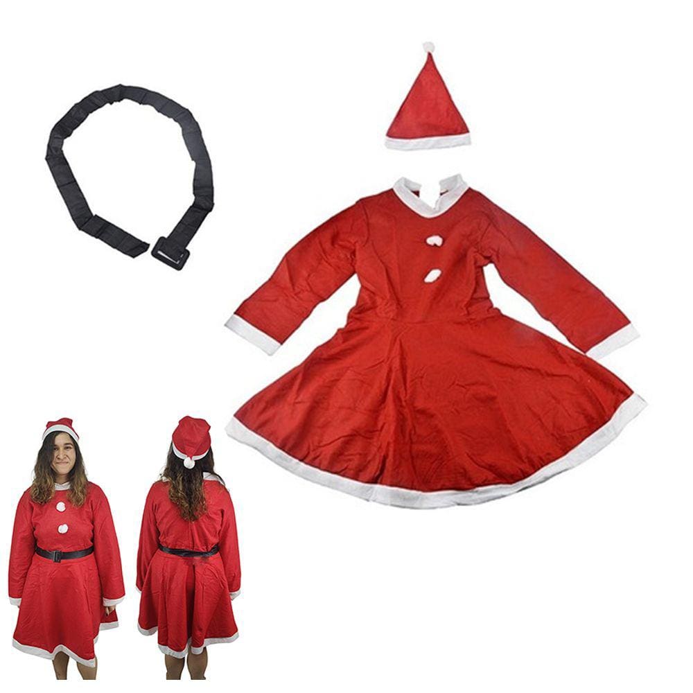 Roupa Mamae Noel Natal Vestido Fantasia Natalina Gorro Cinto Fim de Ano Comemoraçao Familia Reuniao
