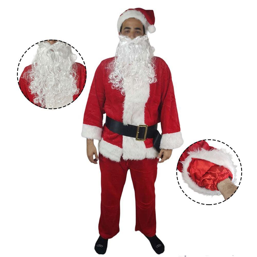 Roupa Papai Noel de Luxo Veludo Natal 5 Peças Natalino Adulto Fantasia Completa Familia Festa Confraternizaçao Fim de Ano Reuniao