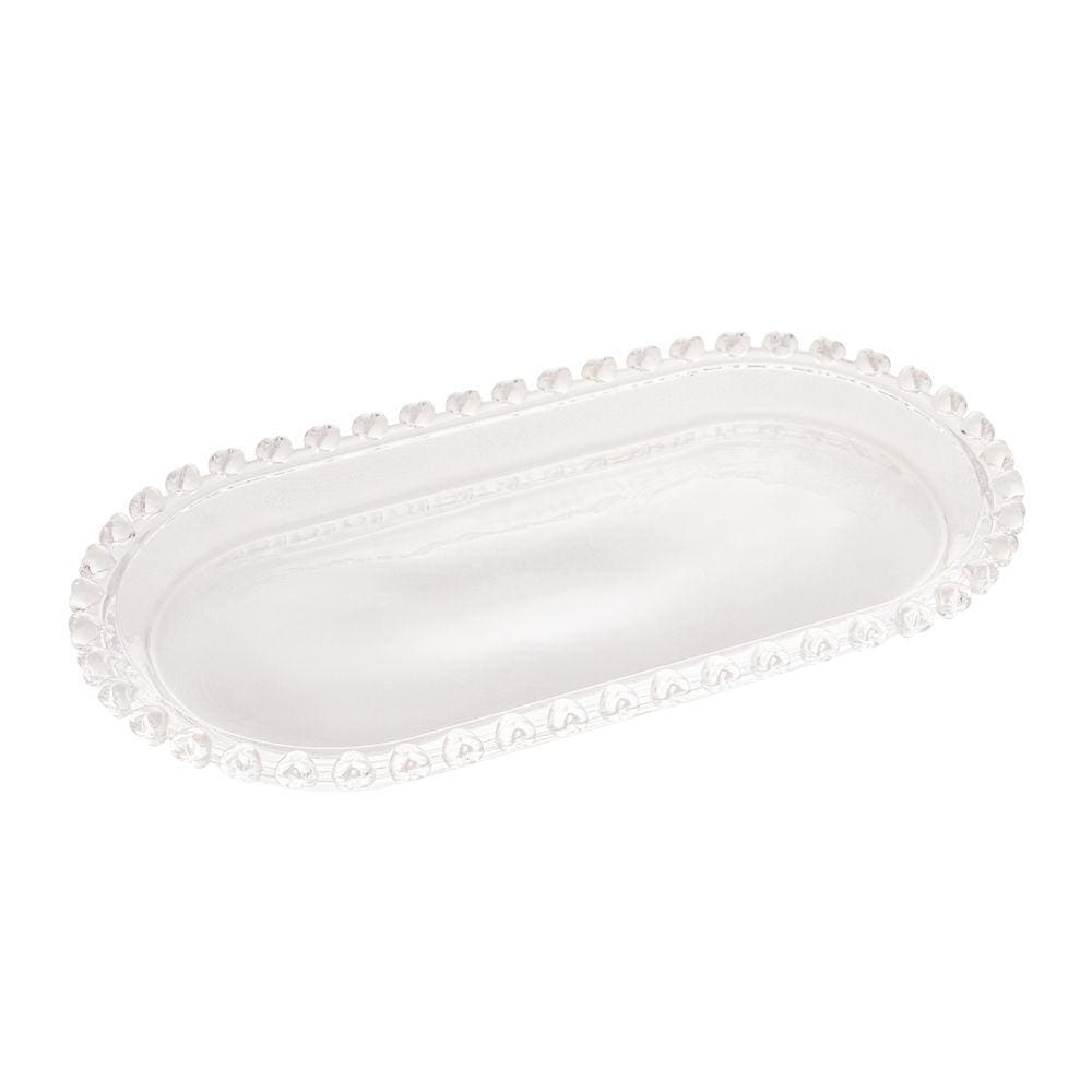 Travessa Oval de Cristal Coração Transparente 25x13cm Lyor