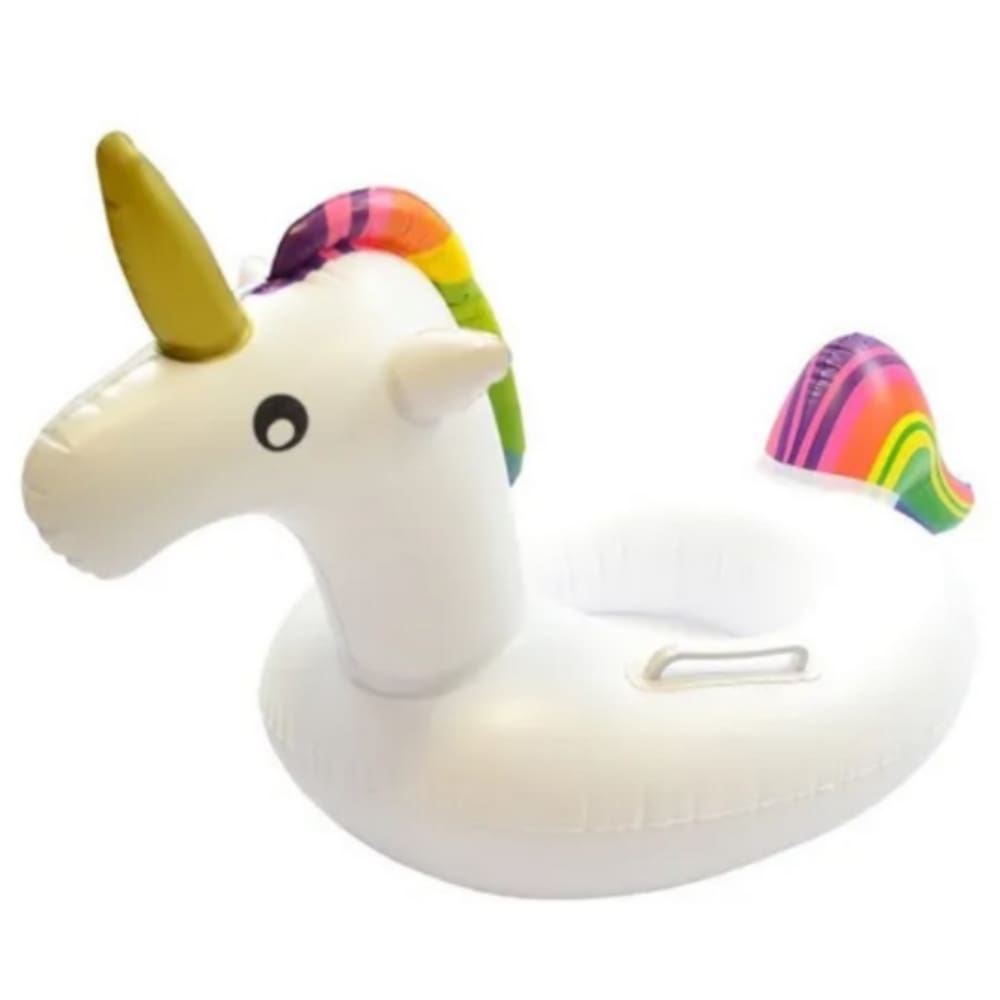 Boia Infantil Bebe Bote Unicornio Inflavel 60cm Com Apoio Para Pernas Acessório Piscina Para Nadar Verão Praia Mar