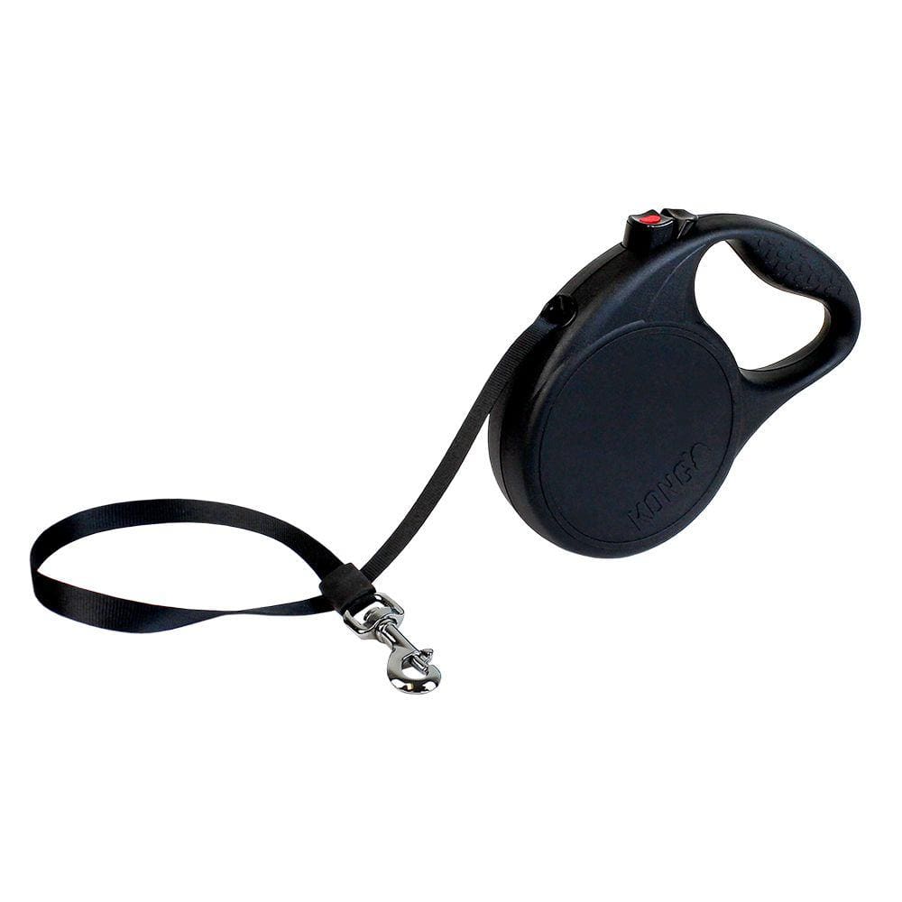 Guia Retrátil Para Cães Até 30kg Kong Trail Preto Médio - 5m
