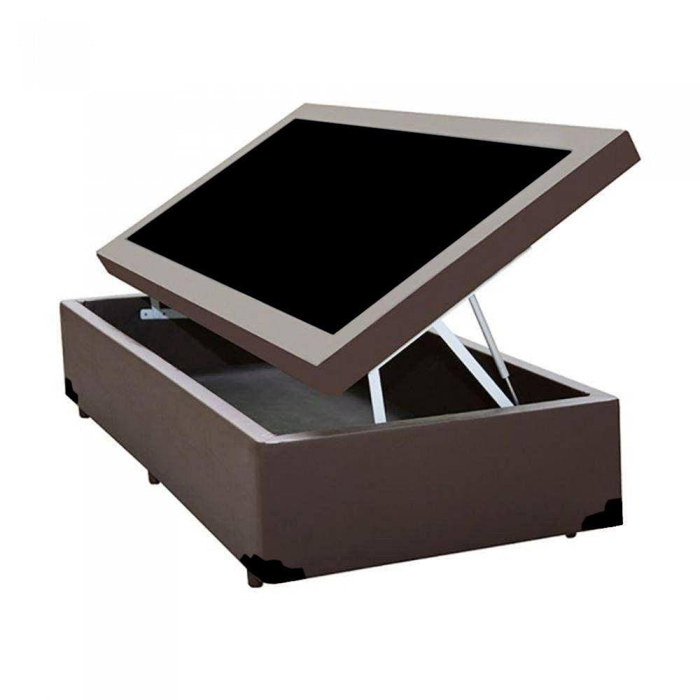 Cama Box Baú Solteiro Extremo Reforçado HomeQueen Corino Marrom 41x88x188