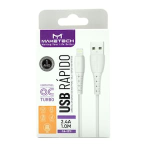 Cabo Micro USB IOS Maketech CA 127I Branco 2.4A 1 Metro