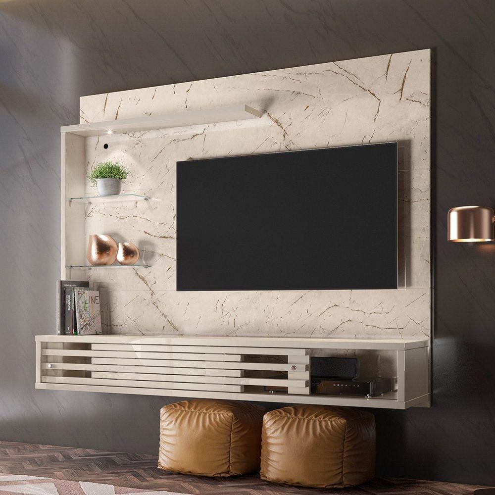 Painel para TV até 50 Polegadas 2 Portas Frizz Select Madetec Calacata/Off White