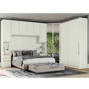 Quarto Modulado Completo Casal 5 Peças 10 Portas 12 Gavetas Prediletto Henn Areia HP