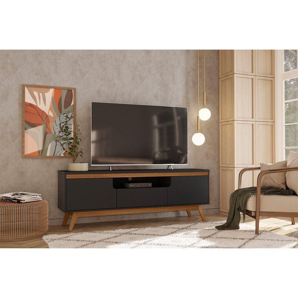 Rack Para TV Até 55 Polegadas 57x162cm Retro Rio Olivar Preto Ac