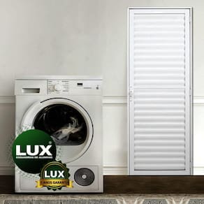 Porta de Alumínio Palheta 210x80cm Abertura Lado Direito Linha Plus Lux Esquadrias Branco
