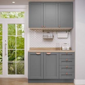 Cozinha Modulada 2 Peças com Balcão e Armário Aéreo Arizona CabeCasa MadeiraMadeira Branco/Cinza