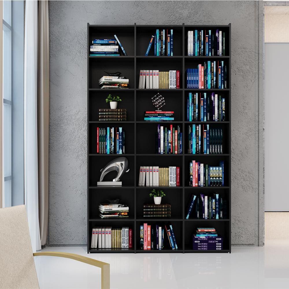 Estante para Livros Montenegro Preto 18 Prateleiras 21 Nichos Bela Casa