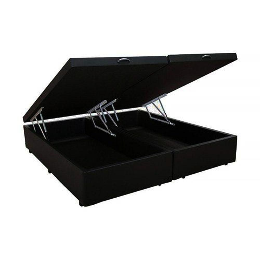 Cama Box Baú Casal Bipartido HomeQueen Suede Preto 41x138x188
