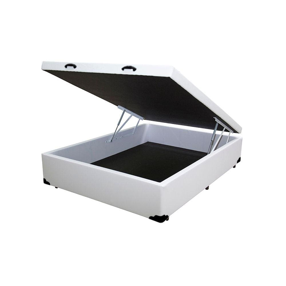 Cama Box Baú Blindado Casal HomeQueen Corino Branco 41x138x188