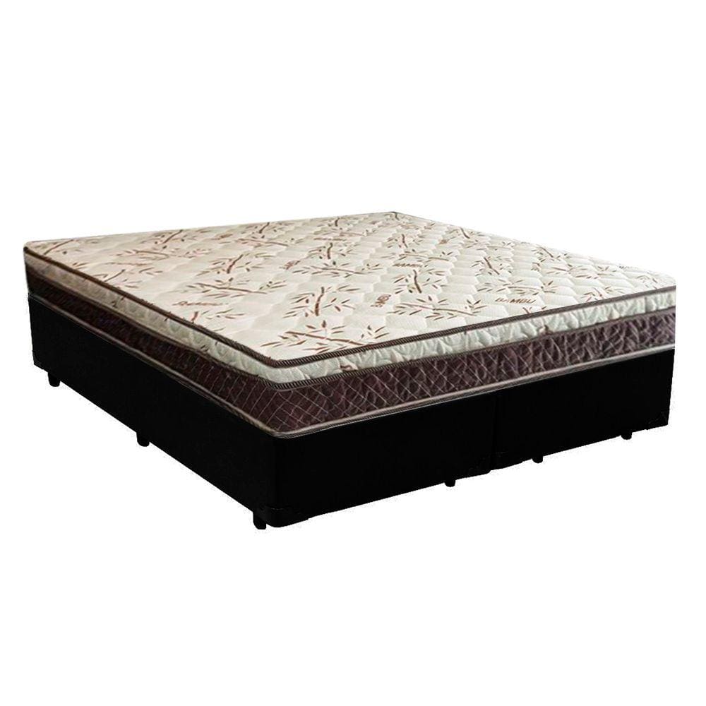 Cama Box Casal Bipartido Blindado Corino + Colchão Casal Espuma Extra Firme D33 Elegance Ortopédico 63x138x188