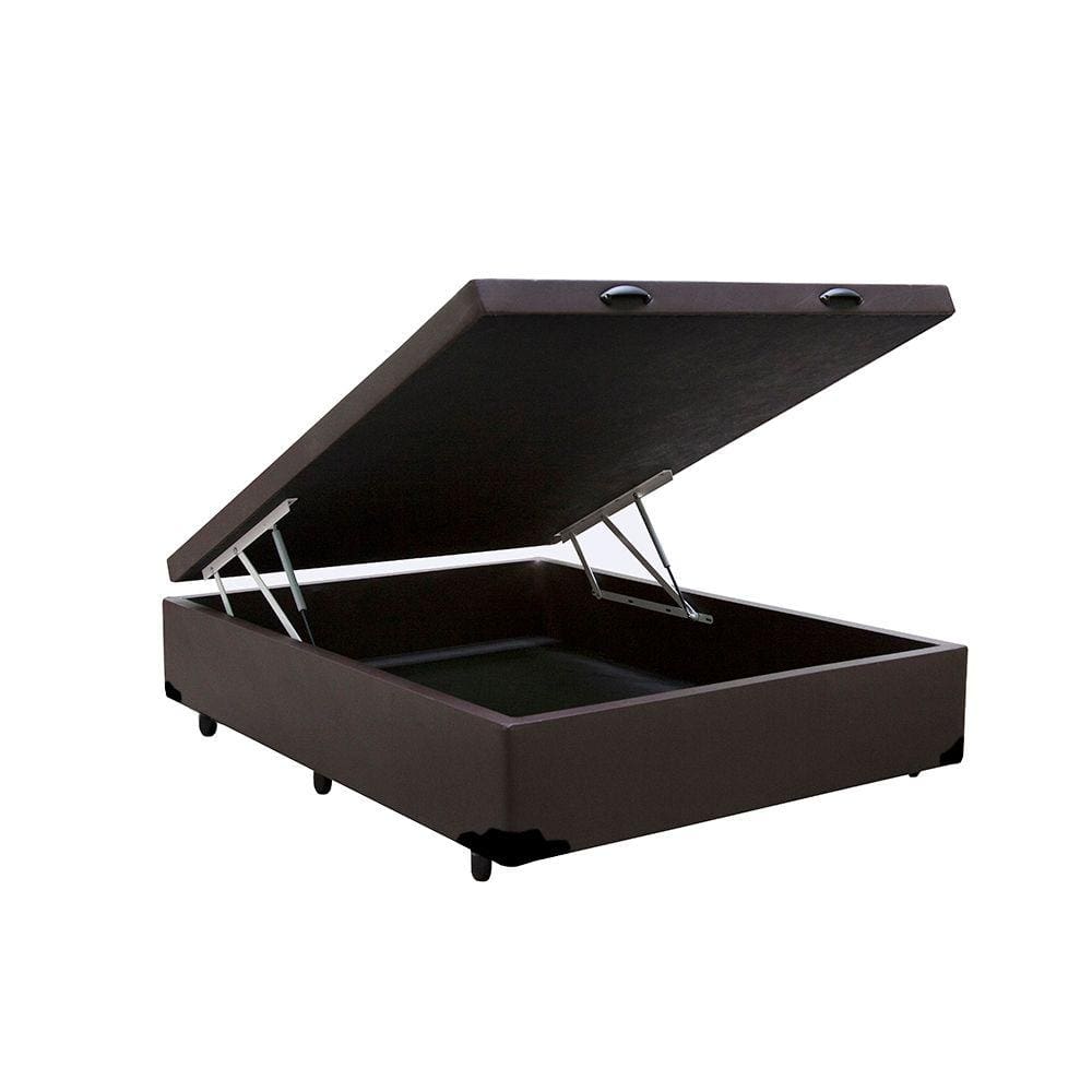 Cama Box Baú Casal HomeQueen Corino Marrom 41x138x188