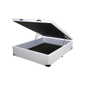 Cama Box Baú Casal HomeQueen Corino Branco 41x138x188