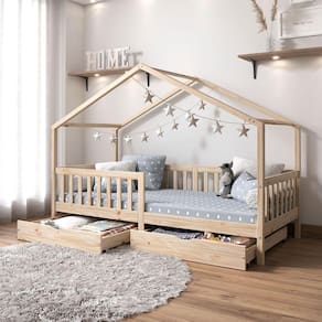 Cama Montessoriana Madeira Maciça Casa com Estrado Elea