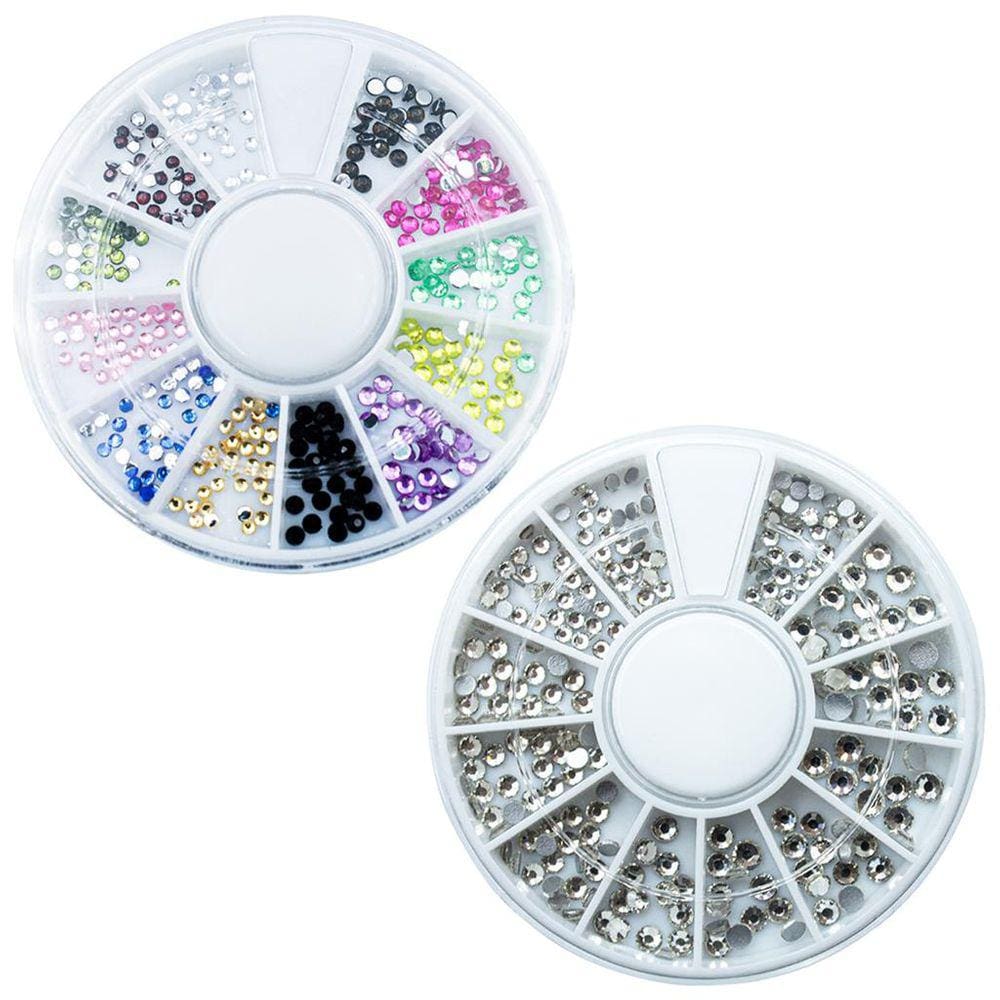 Kit Disco de Strass Colorido + Prata para Decoração de Unhas