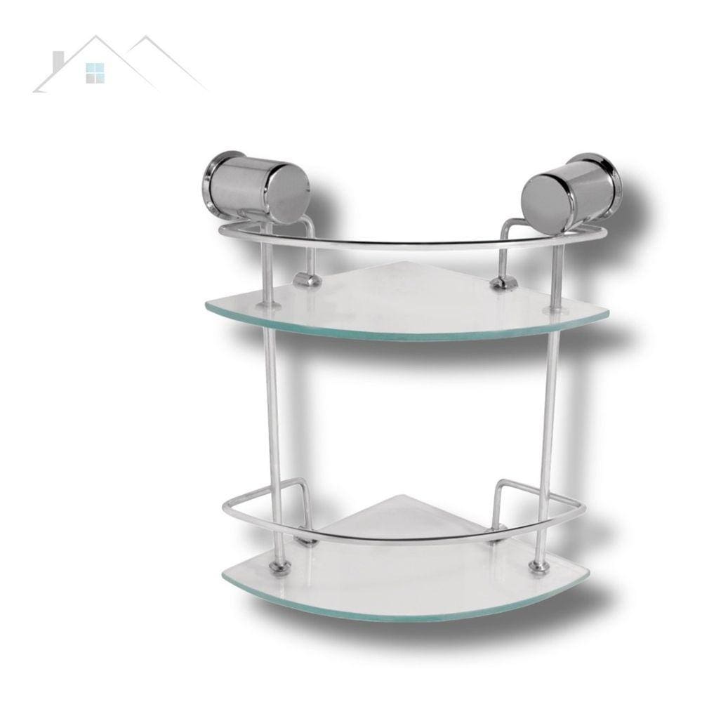 Porta Shampoo Metal Canto Duplo C/ Vidro Cromado Kitbras