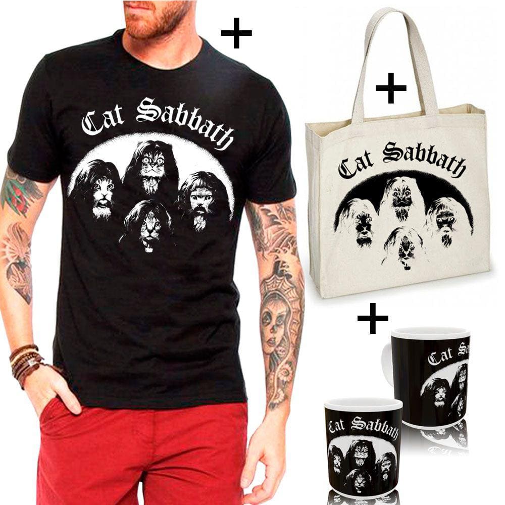 Camiseta camisa Cat Sabbath +Combo sacola ecobag+caneca