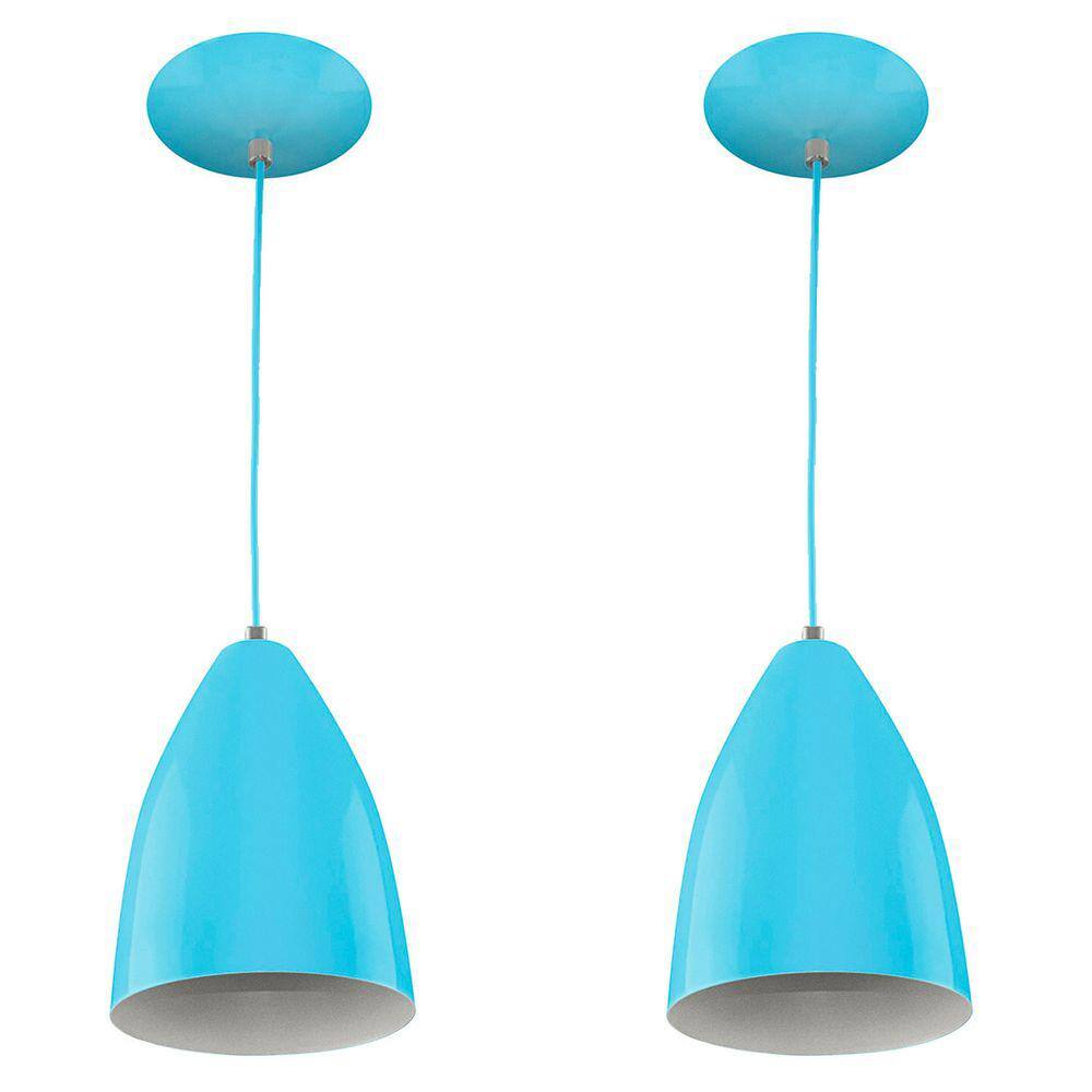 Kit 2 Pendentes Vegas Premium Gourmet em Aluminio Azul Bebe