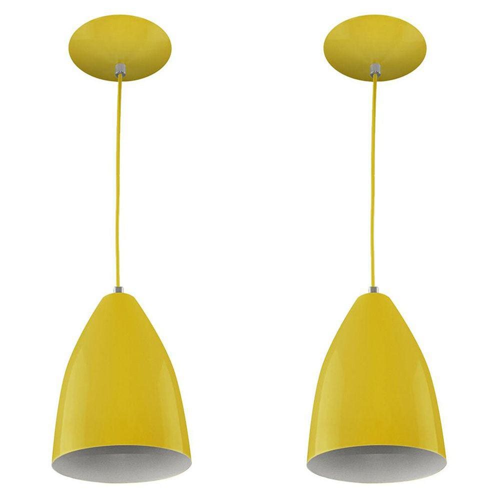 Kit 2 Pendentes Vegas Premium Gourmet em Aluminio Amarelo