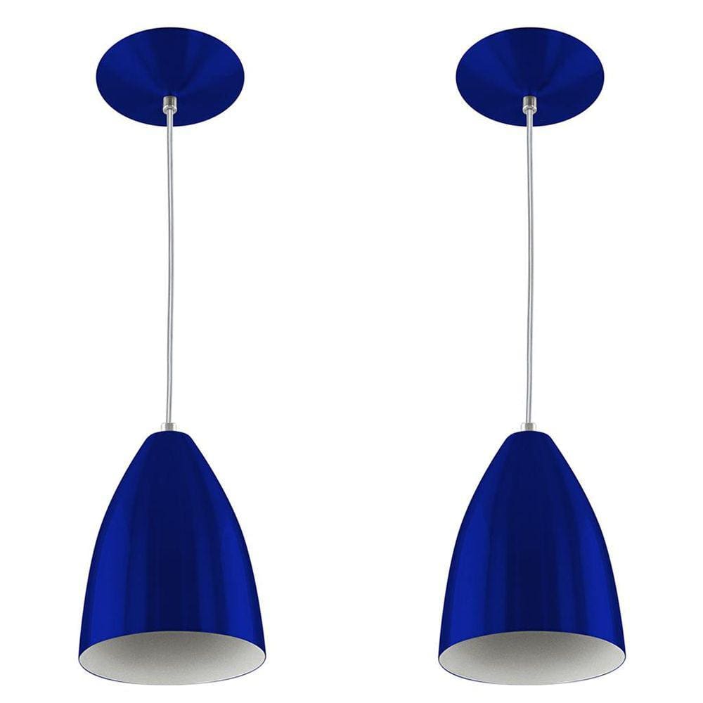 Kit 2 Pendentes Vegas Premium Gourmet em Aluminio Azul Metal